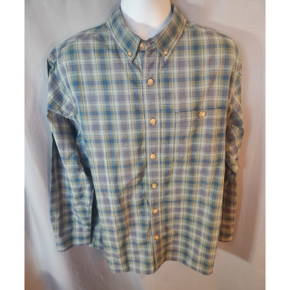 Duluth Trading Relaxed Fit Long Sleeve Button Up Duluth Plaid Large Cotton